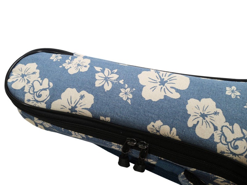 MUSIC FIRST Original Design 0.5" Thick Padded Hawaii Style â€œBlue and White Plumeriaâ€ Canvas Ukulele Case, Ukulele Bag, Ukulele Cover,(Fit for 26~27 inch Tenor Ukulele) - Image 5